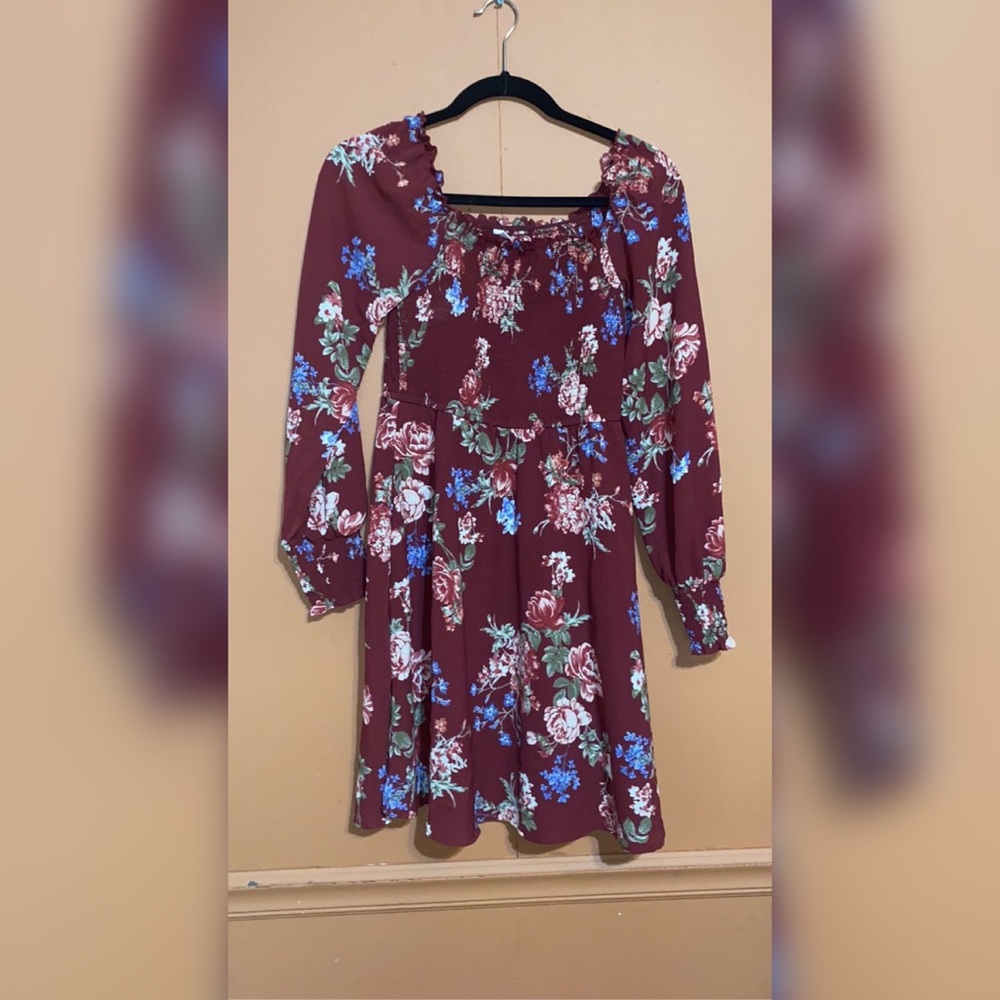 Burgundy mini dress